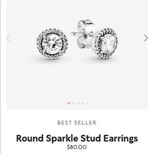 SOLD Round sparkle pandora earrings